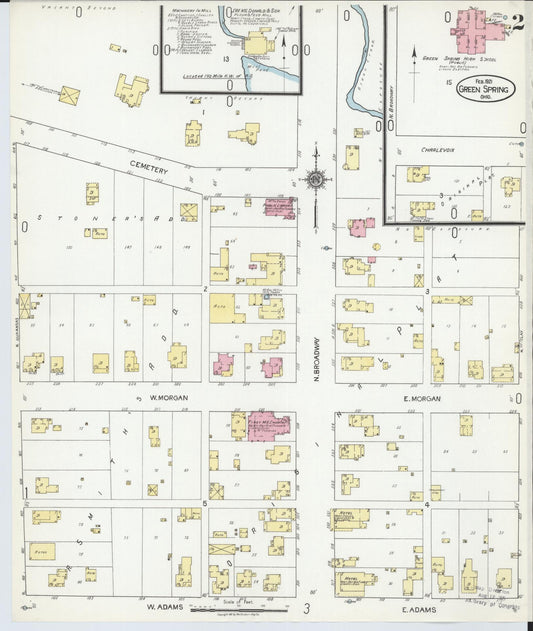 Sanborn Fire Insurance Map from Green Springs, Sandusky And Seneca Counties, Ohio (1921), Sheet #0002 - Historic Sanborn Fire Insurance Map Print, vintage old map wall art, antique decor, genealogy gift, Ohio Ohio map