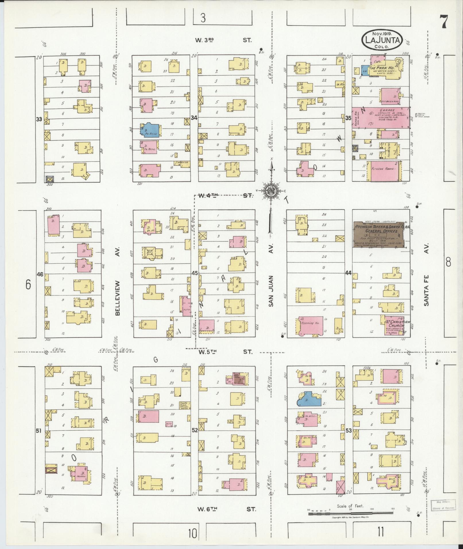 Sanborn Fire Insurance Map from La Junta, Otero County, Colorado (1919), Sheet #0007 - Complete Map Set gallery image, historic Sanborn map, vintage wall art, Colorado Colorado