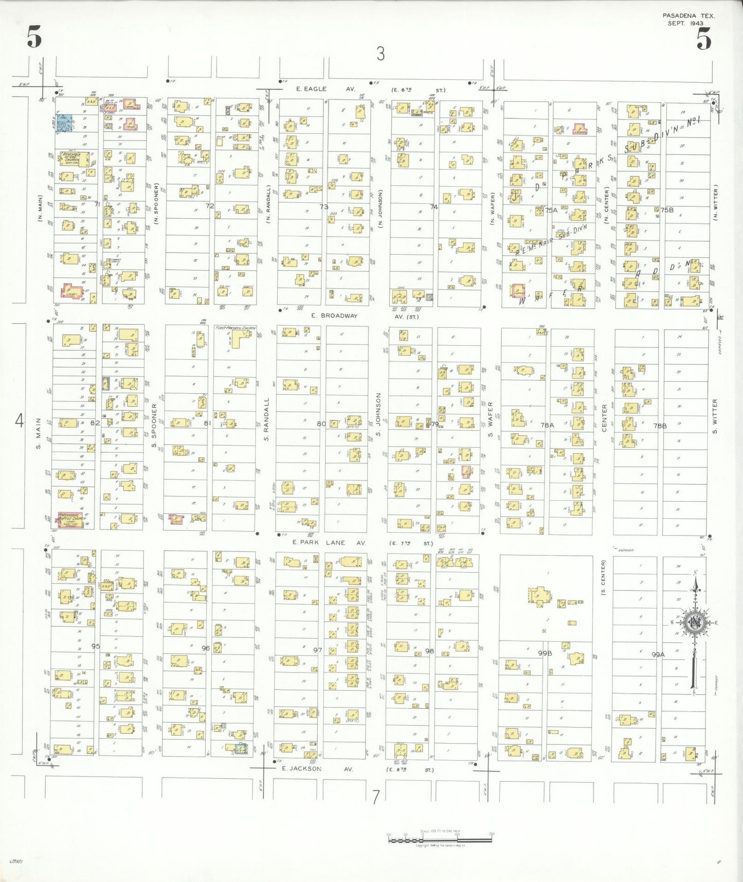 Sanborn Fire Insurance Map from Pasadena, Harris County, Texas (1943), Sheet #0005 - Complete Map Set gallery image, historic Sanborn map, vintage wall art, Texas Texas