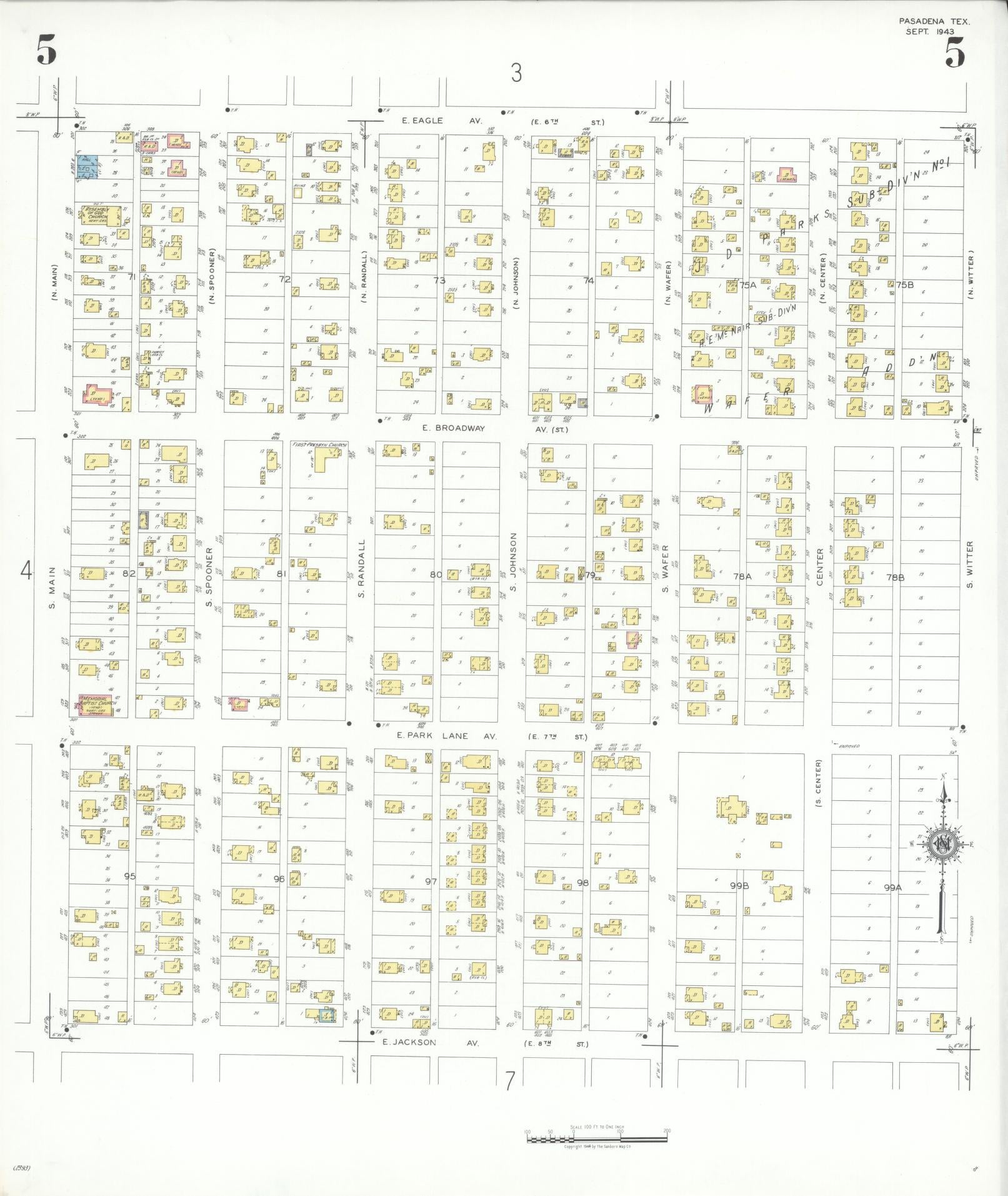 Sanborn Fire Insurance Map from Pasadena, Harris County, Texas (1943), Sheet #0005 - Complete Map Set gallery image, historic Sanborn map, vintage wall art, Texas Texas