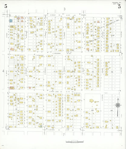 Sanborn Fire Insurance Map from Pasadena, Harris County, Texas (1943), Sheet #0005 - Complete Map Set gallery image, historic Sanborn map, vintage wall art, Texas Texas