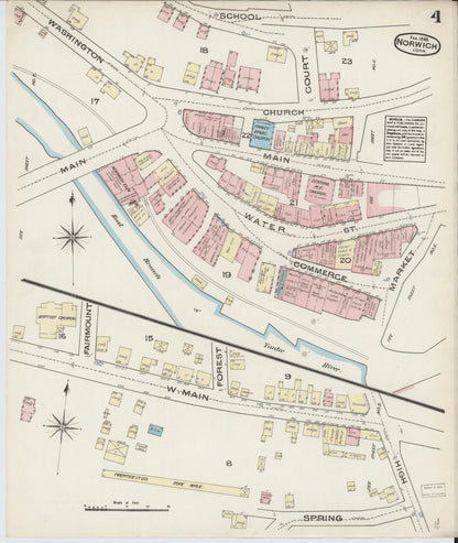 Sanborn Fire Insurance Map from Norwich, New London County, Connecticut (1885), Sheet #0004 - Complete Map Set gallery image, historic Sanborn map, vintage wall art, Connecticut Connecticut