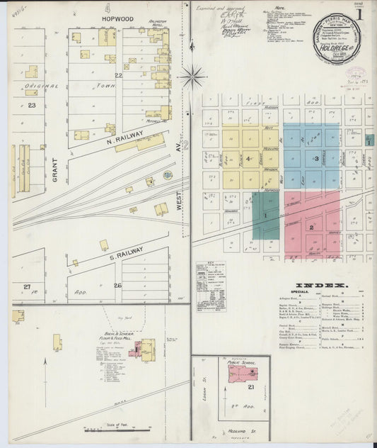 Sanborn Fire Insurance Map from Holdrege, Phelps County, Nebraska (1893), Sheet #0001 - Historic Sanborn Fire Insurance Map Print, vintage old map wall art, antique decor, genealogy gift, Nebraska Nebraska map
