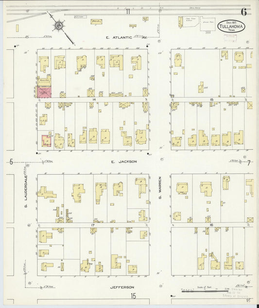 Sanborn Fire Insurance Map from Tullahoma, Coffee County, Tennessee (1913), Sheet #0006 - Historic Sanborn Fire Insurance Map Print, vintage old map wall art, antique decor, genealogy gift, Tennessee Tennessee map