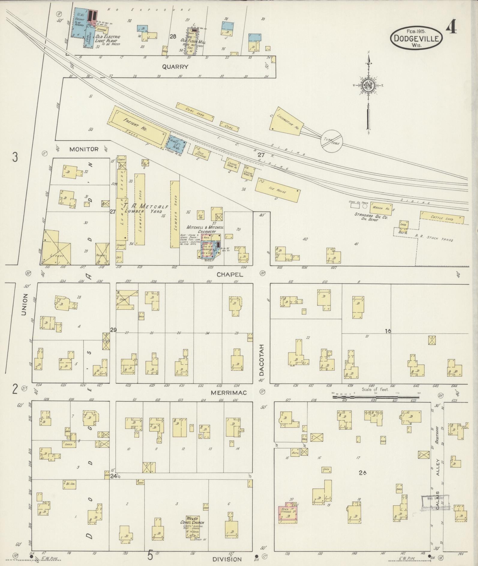 Sanborn Fire Insurance Map from Dodgeville, Iowa County, Wisconsin (1915), Sheet #0004 - Complete Map Set gallery image, historic Sanborn map, vintage wall art, Wisconsin Wisconsin