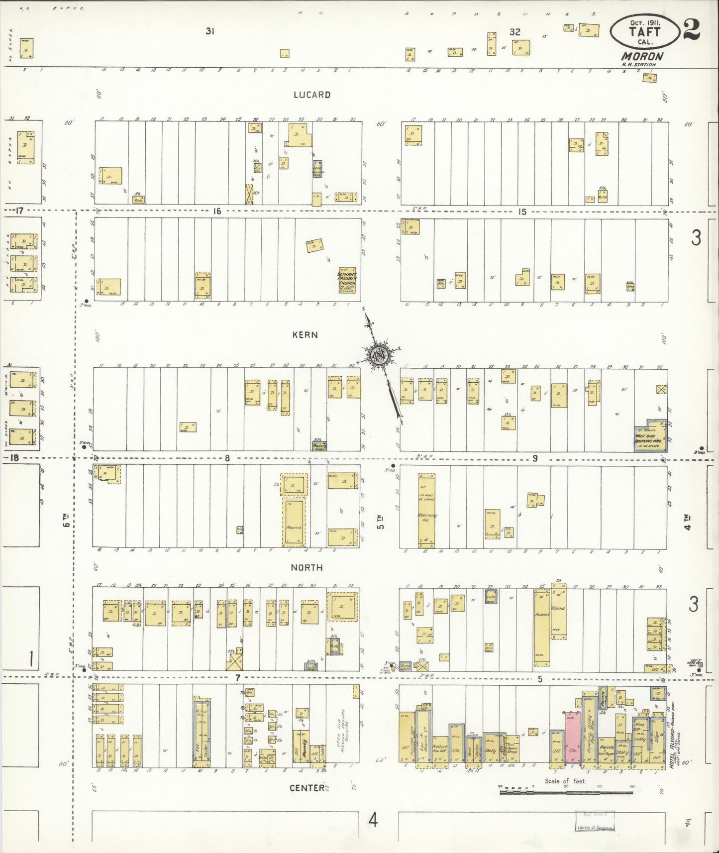 Sanborn Fire Insurance Map from Taft, Kern County, California (1911), Sheet #0002 - Complete Map Set gallery image, historic Sanborn map, vintage wall art, California California