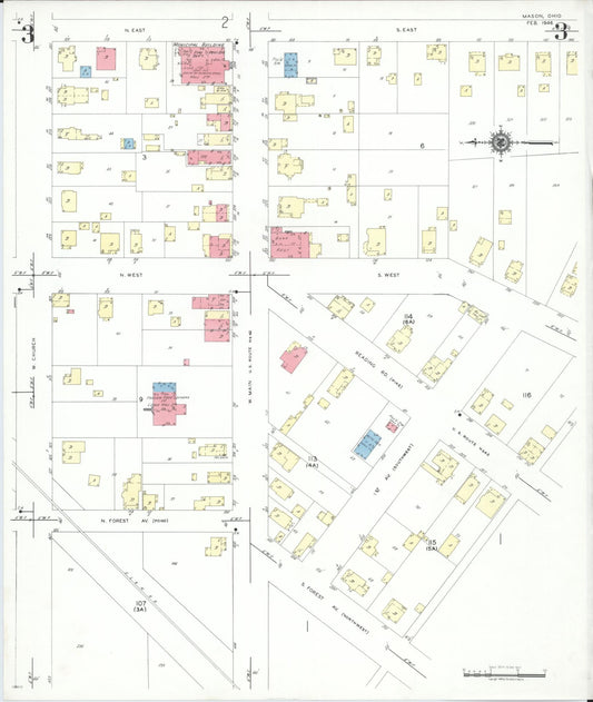Sanborn Fire Insurance Map from Mason, Warren County, Ohio (1946), Sheet #0003 - Historic Sanborn Fire Insurance Map Print, vintage old map wall art, antique decor, genealogy gift, Ohio Ohio map