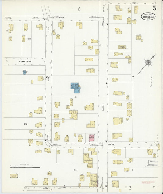 Sanborn Fire Insurance Map from Theresa, Jefferson County, New York (1912), Sheet #0005 - Historic Sanborn Fire Insurance Map Print, vintage old map wall art, antique decor, genealogy gift, New York New York map