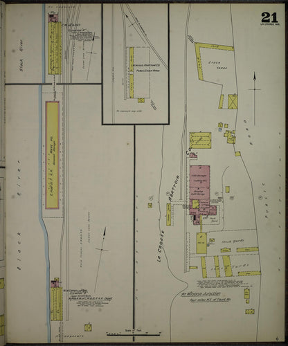 Sanborn Fire Insurance Map from La Crosse, La Crosse County, Wisconsin (1891), Sheet #0021 - Historic Sanborn Fire Insurance Map Print, vintage old map wall art, antique decor, genealogy gift, Wisconsin Wisconsin map