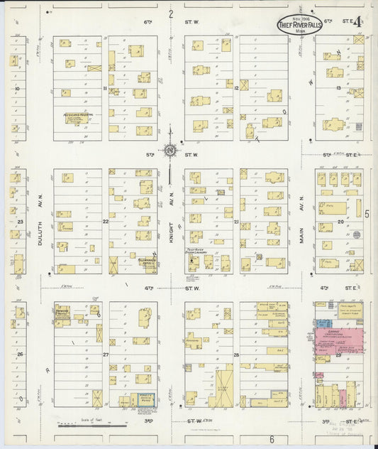 Sanborn Fire Insurance Map from Thief River Falls, Pennington County, Minnesota (1916), Sheet #0004 - Historic Sanborn Fire Insurance Map Print, vintage old map wall art, antique decor, genealogy gift, Minnesota Minnesota map