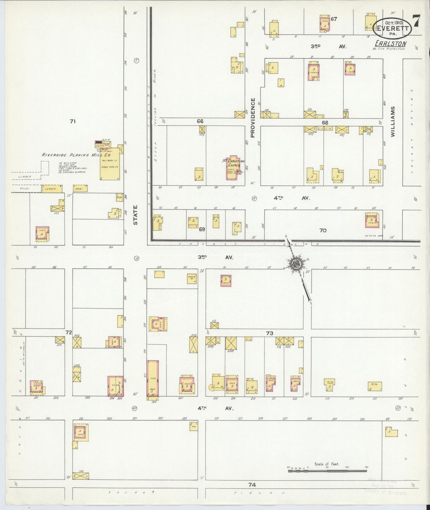 Sanborn Fire Insurance Map from Everett, Bedford County, Pennsylvania (1910), Sheet #0007 - Historic Sanborn Fire Insurance Map Print, vintage old map wall art, antique decor, genealogy gift, Pennsylvania Pennsylvania map