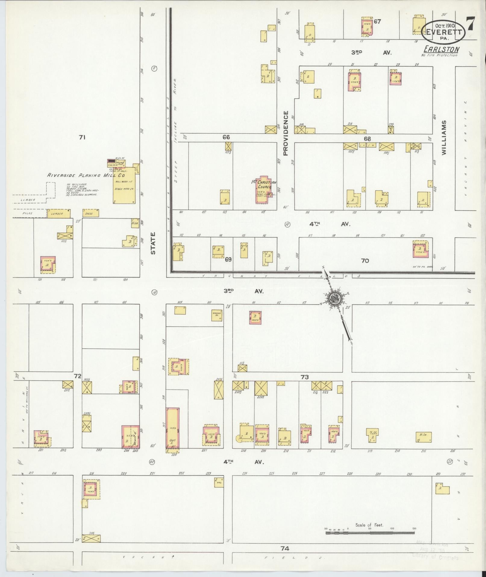 Sanborn Fire Insurance Map from Everett, Bedford County, Pennsylvania (1910), Sheet #0007 - Historic Sanborn Fire Insurance Map Print, vintage old map wall art, antique decor, genealogy gift, Pennsylvania Pennsylvania map