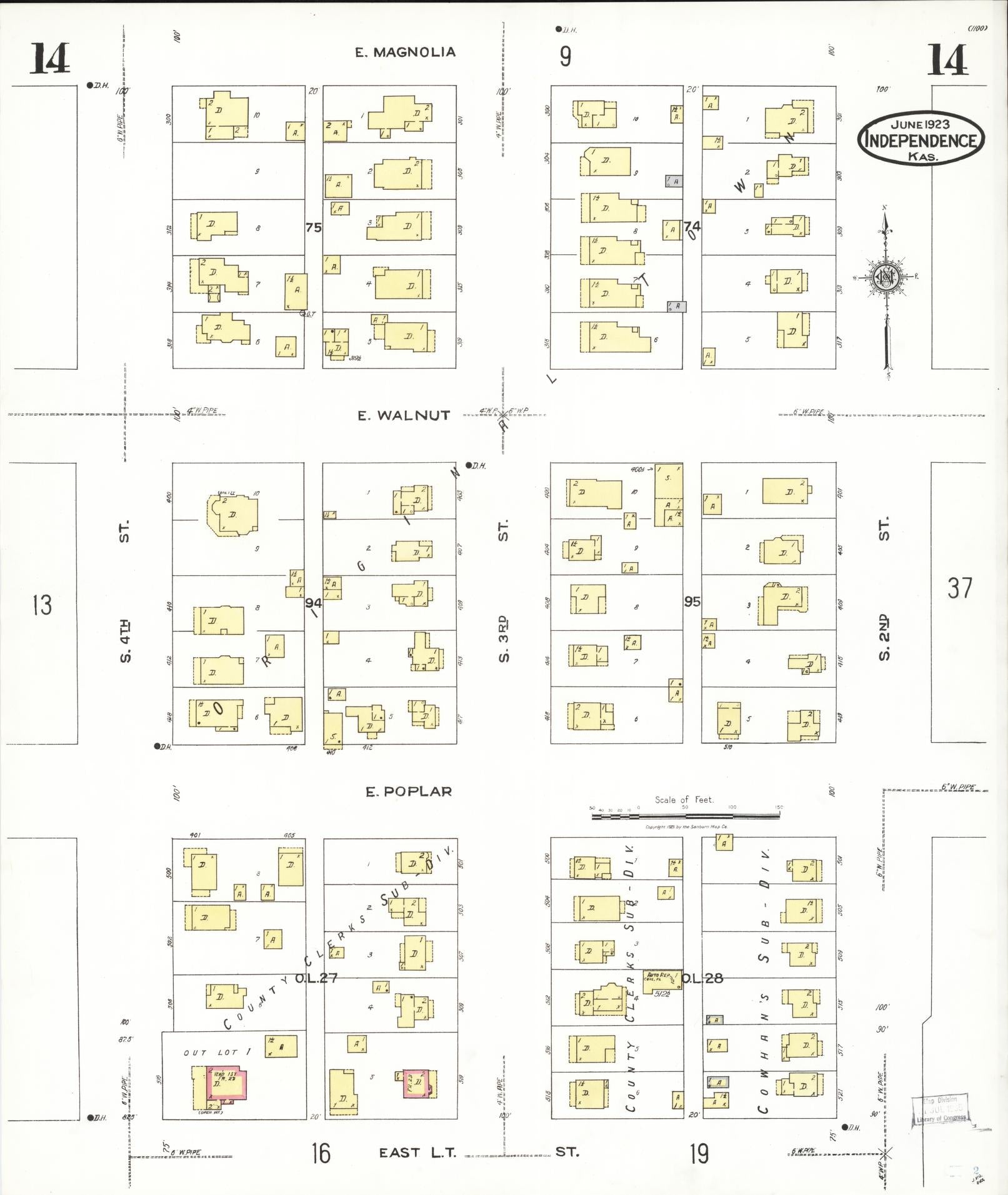 Sanborn Fire Insurance Map from Independence, Montgomery County, Kansas (1923), Sheet #0015 - Complete Map Set gallery image, historic Sanborn map, vintage wall art, Kansas Kansas