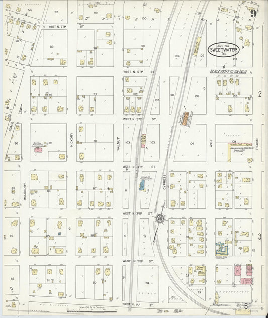 Sanborn Fire Insurance Map from Sweetwater, Nolan County, Texas (1914), Sheet #0009 - Historic Sanborn Fire Insurance Map Print, vintage old map wall art, antique decor, genealogy gift, Texas Texas map
