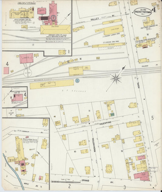 Sanborn Fire Insurance Map from Hackettstown, Warren County, New Jersey (1902), Sheet #0004 - Historic Sanborn Fire Insurance Map Print, vintage old map wall art, antique decor, genealogy gift, New Jersey New Jersey map