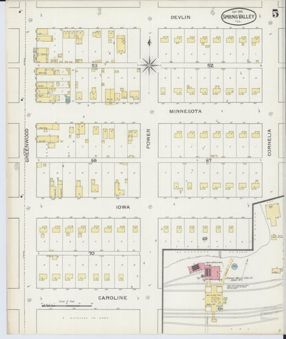 Sanborn Fire Insurance Map from Spring Valley, Bureau County, Illinois (1893), Sheet #0005 - Historic Sanborn Fire Insurance Map Print, vintage old map wall art, antique decor, genealogy gift, Illinois Illinois map