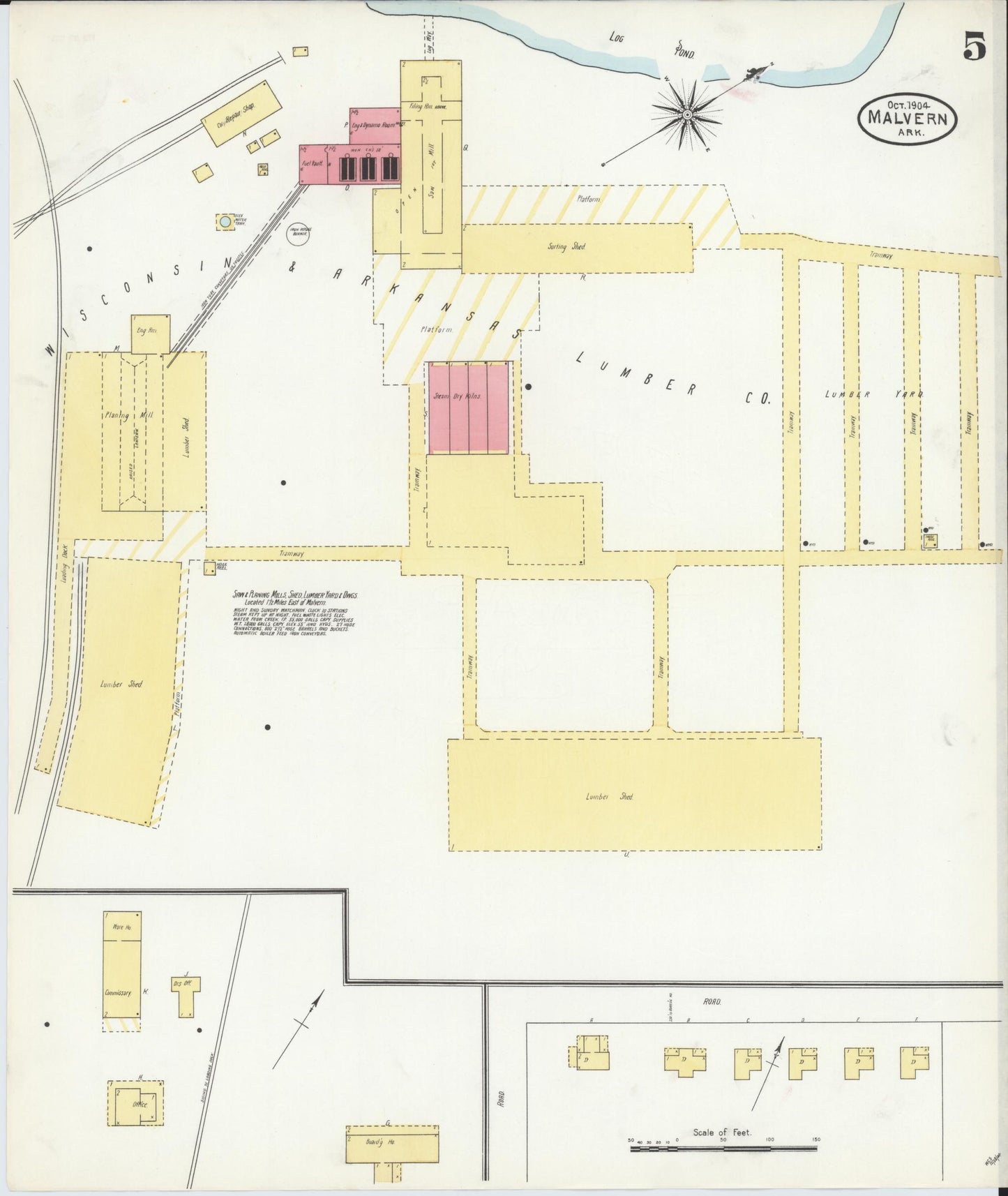 Sanborn Fire Insurance Map from Malvern, Hot Springs County, Arkansas (1904), Sheet #0005 - Complete Map Set gallery image, historic Sanborn map, vintage wall art, Arkansas Arkansas