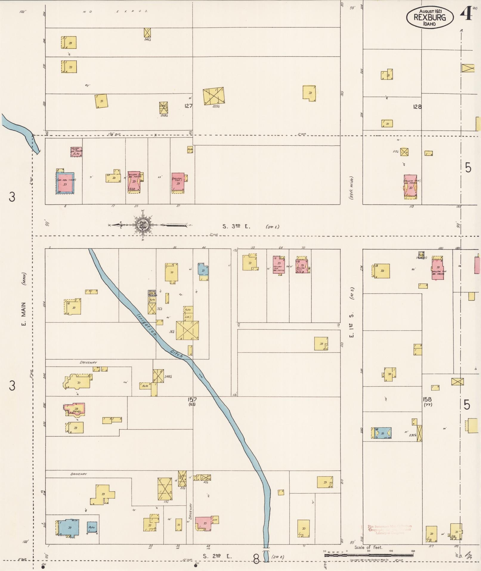 Sanborn Fire Insurance Map from Rexburg, Madison County, Idaho (1921), Sheet #0004 - Complete Map Set gallery image, historic Sanborn map, vintage wall art, Idaho Idaho