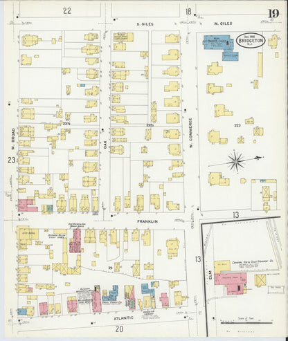 Sanborn Fire Insurance Map from Bridgeton, Cumberland County, New Jersey (1908), Sheet #0019 - Complete Map Set gallery image, historic Sanborn map, vintage wall art, New Jersey New Jersey