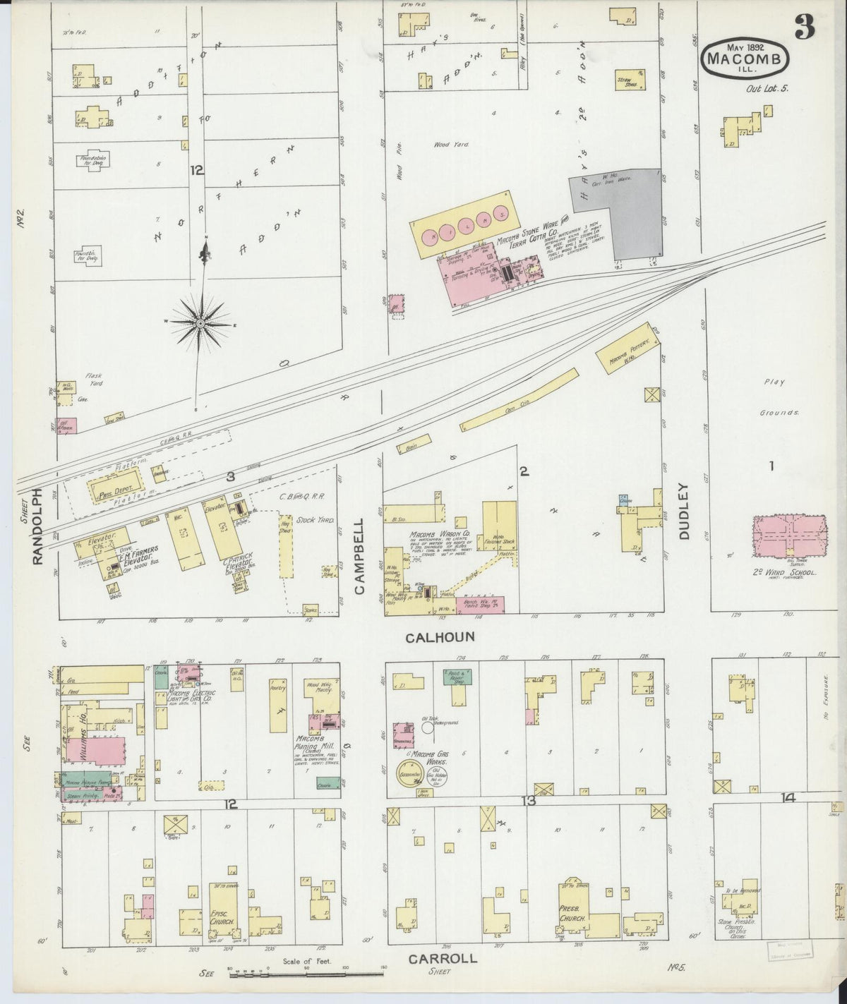 Sanborn Fire Insurance Map from Macomb, Mcdonough County, Illinois (1892), Sheet #0003 - Historic Sanborn Fire Insurance Map Print, vintage old map wall art, antique decor, genealogy gift, Illinois Illinois map