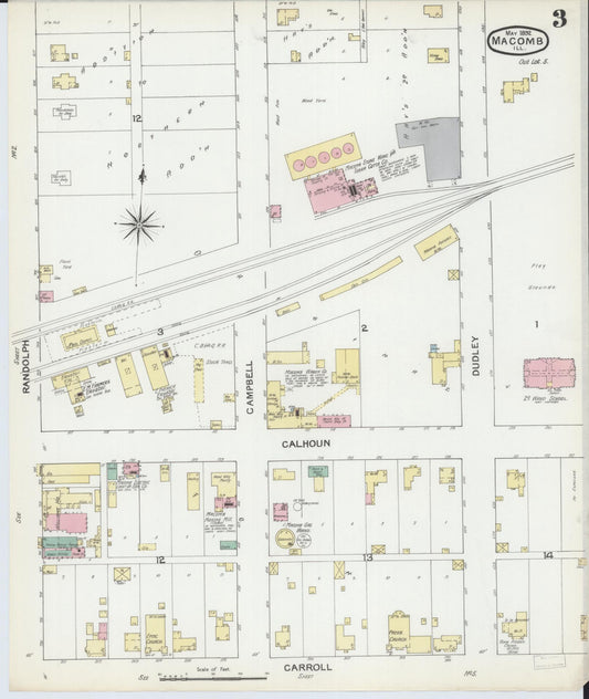 Sanborn Fire Insurance Map from Macomb, Mcdonough County, Illinois (1892), Sheet #0003 - Historic Sanborn Fire Insurance Map Print, vintage old map wall art, antique decor, genealogy gift, Illinois Illinois map