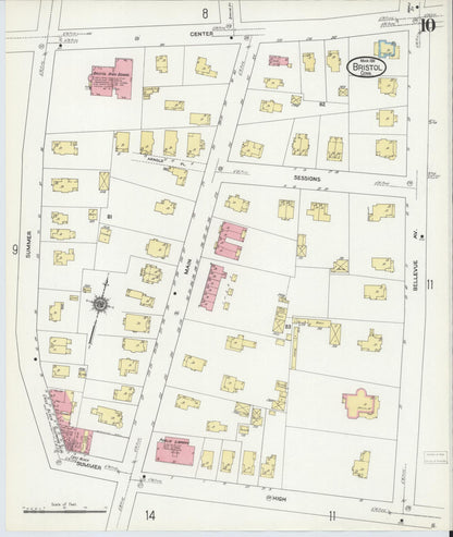 Sanborn Fire Insurance Map from Bristol, Hartford County, Connecticut (1911), Sheet #0010 - Complete Map Set gallery image, historic Sanborn map, vintage wall art, Connecticut Connecticut