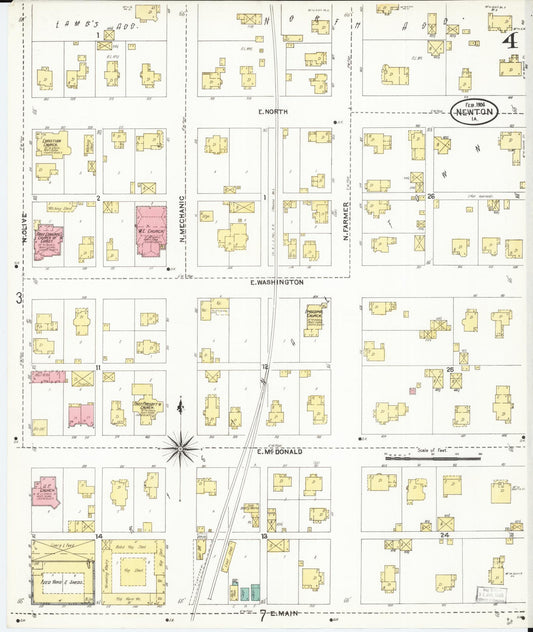 Sanborn Fire Insurance Map from Newton, Jasper County, Iowa (1906), Sheet #0004 - Historic Sanborn Fire Insurance Map Print, vintage old map wall art