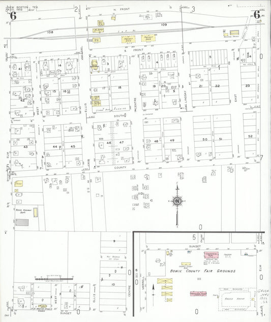 Sanborn Fire Insurance Map from New Boston, Bowie County, Texas (1952), Sheet #0006 - Historic Sanborn Fire Insurance Map Print, vintage old map wall art, antique decor, genealogy gift, Texas Texas map