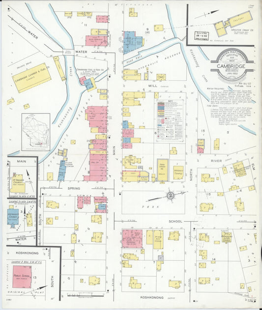 Sanborn Fire Insurance Map from Cambridge, Dane County, Wisconsin (1932), Sheet #0001 - Historic Sanborn Fire Insurance Map Print, vintage old map wall art, antique decor, genealogy gift, Wisconsin Wisconsin map