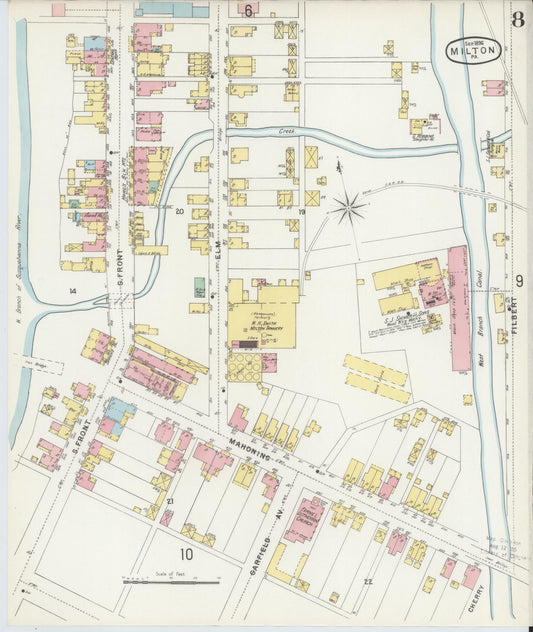 Sanborn Fire Insurance Map from Milton, Northumberland County, Pennsylvania (1896), Sheet #0008 - Historic Sanborn Fire Insurance Map Print, vintage old map wall art, antique decor, genealogy gift, Pennsylvania Pennsylvania map