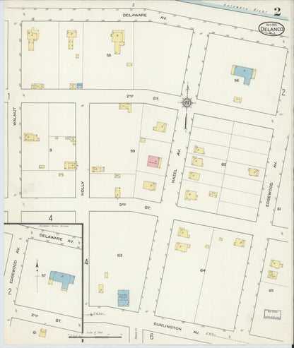 Sanborn Fire Insurance Map from Delanco, Burlington County, New Jersey (1915), Sheet #0002 - Historic Sanborn Fire Insurance Map Print, vintage old map wall art, antique decor, genealogy gift, New Jersey New Jersey map