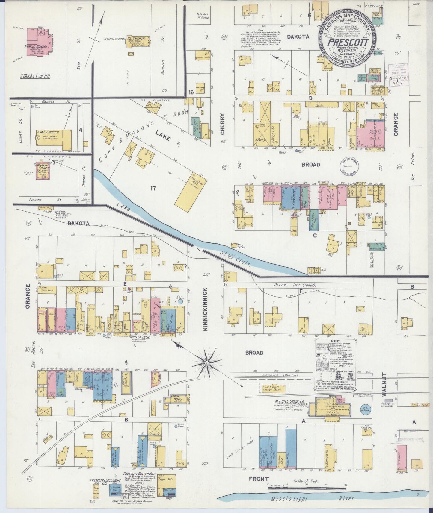 Sanborn Fire Insurance Map from Prescott, Pierce County, Wisconsin (1902), Sheet #0001 - Historic Sanborn Fire Insurance Map Print, vintage old map wall art, antique decor, genealogy gift, Wisconsin Wisconsin map