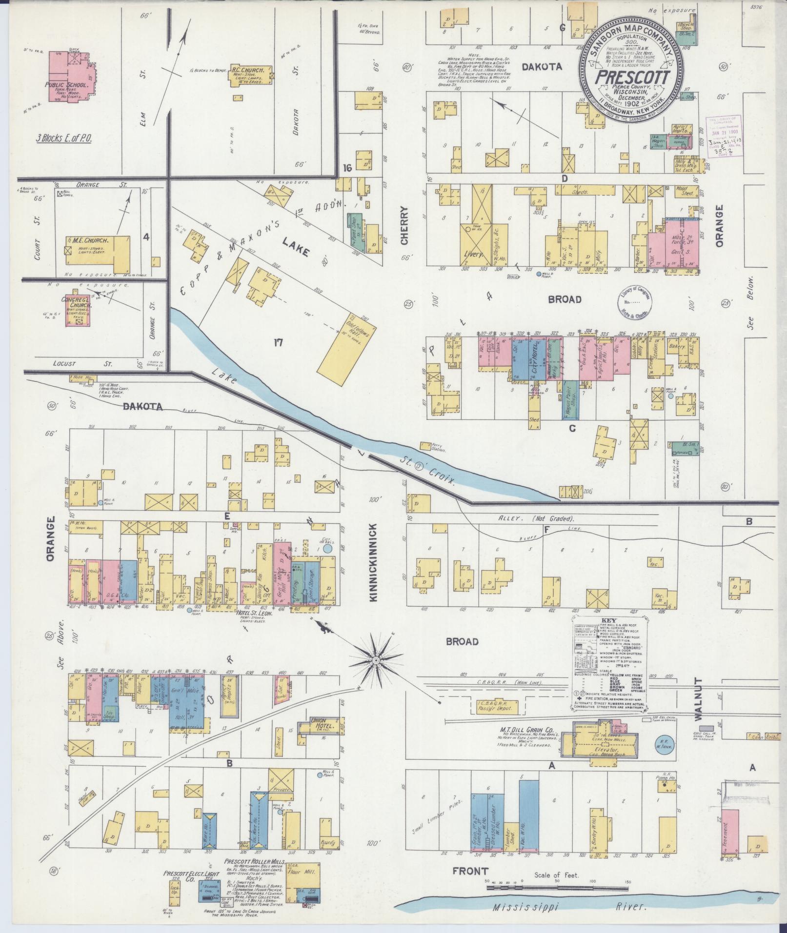 Sanborn Fire Insurance Map from Prescott, Pierce County, Wisconsin (1902), Sheet #0001 - Historic Sanborn Fire Insurance Map Print, vintage old map wall art, antique decor, genealogy gift, Wisconsin Wisconsin map