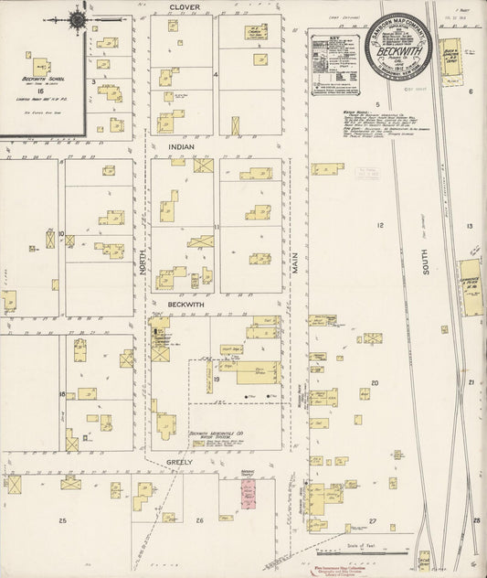 Sanborn Fire Insurance Map from Beckwith, Plumas County, California (1912), Sheet #0001 - Historic Sanborn Fire Insurance Map Print, vintage old map wall art, antique decor, genealogy gift, California California map