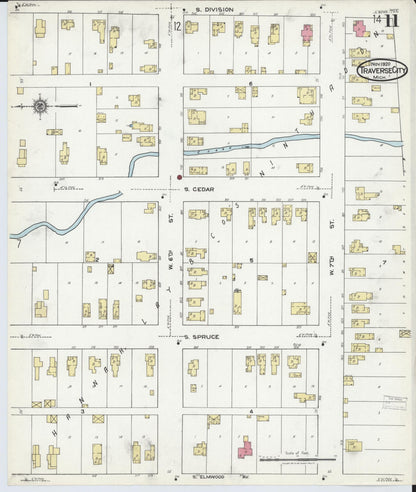 Sanborn Fire Insurance Map from Traverse City, Grand Traverse County, Michigan (1920), Sheet #0011 - Complete Map Set gallery image, historic Sanborn map, vintage wall art, Michigan Michigan