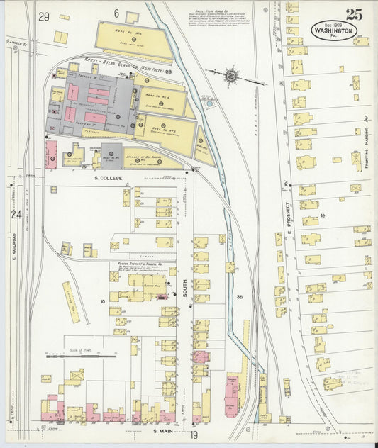Sanborn Fire Insurance Map from Washington, Washington County, Pennsylvania (1909), Sheet #0025 - Historic Sanborn Fire Insurance Map Print, vintage old map wall art, antique decor, genealogy gift, Sanborn Fire Insurance Map from Washington Washington map