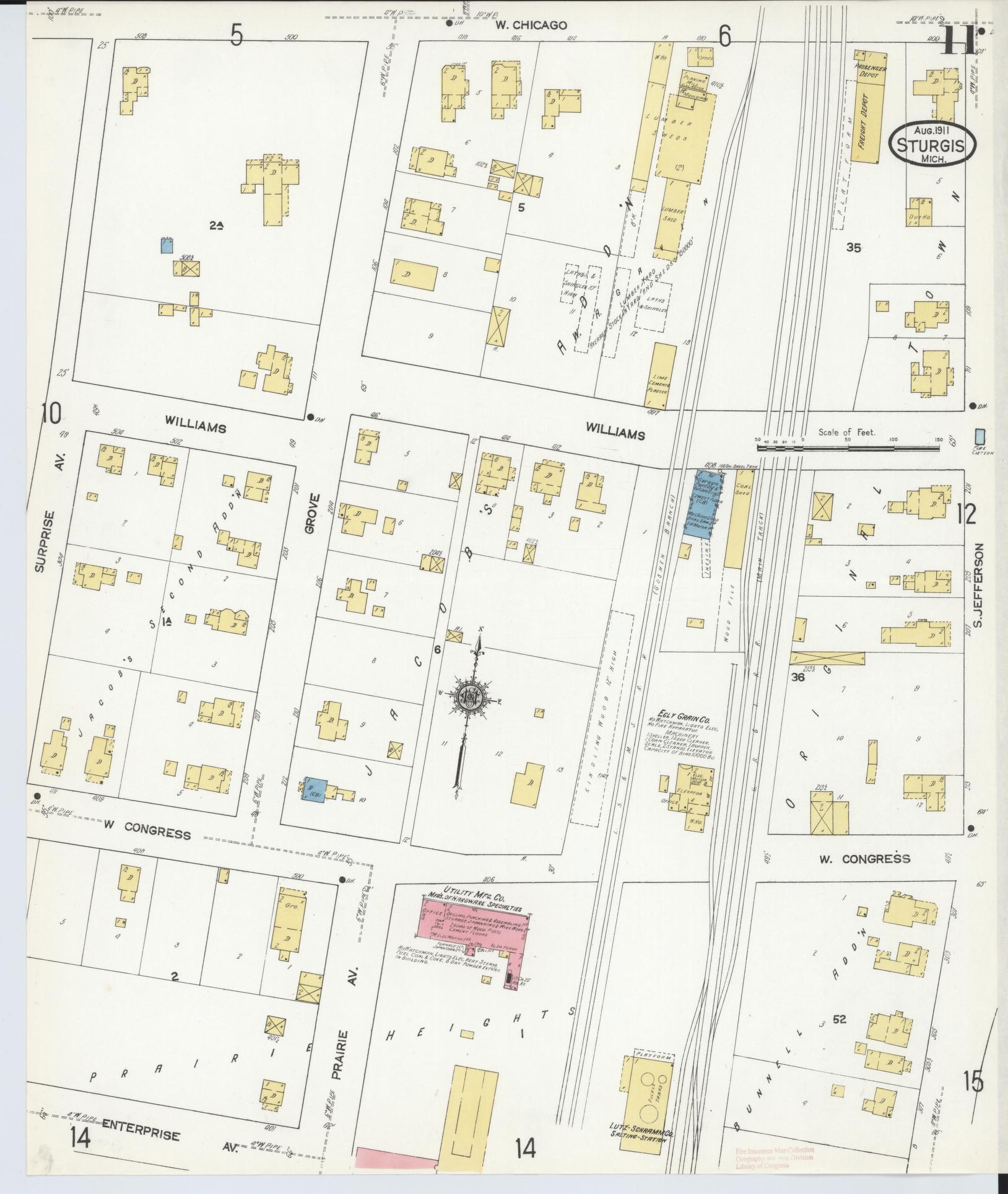 Sanborn Fire Insurance Map from Sturgis, Saint Joseph County, Michigan (1911), Sheet #0011 - Complete Map Set gallery image, historic Sanborn map, vintage wall art, Michigan Michigan