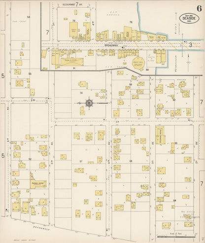 Sanborn Fire Insurance Map from Seaside, Clatsop County, Oregon (1914), Sheet #0006 - Complete Map Set gallery image, historic Sanborn map, vintage wall art, Oregon Oregon