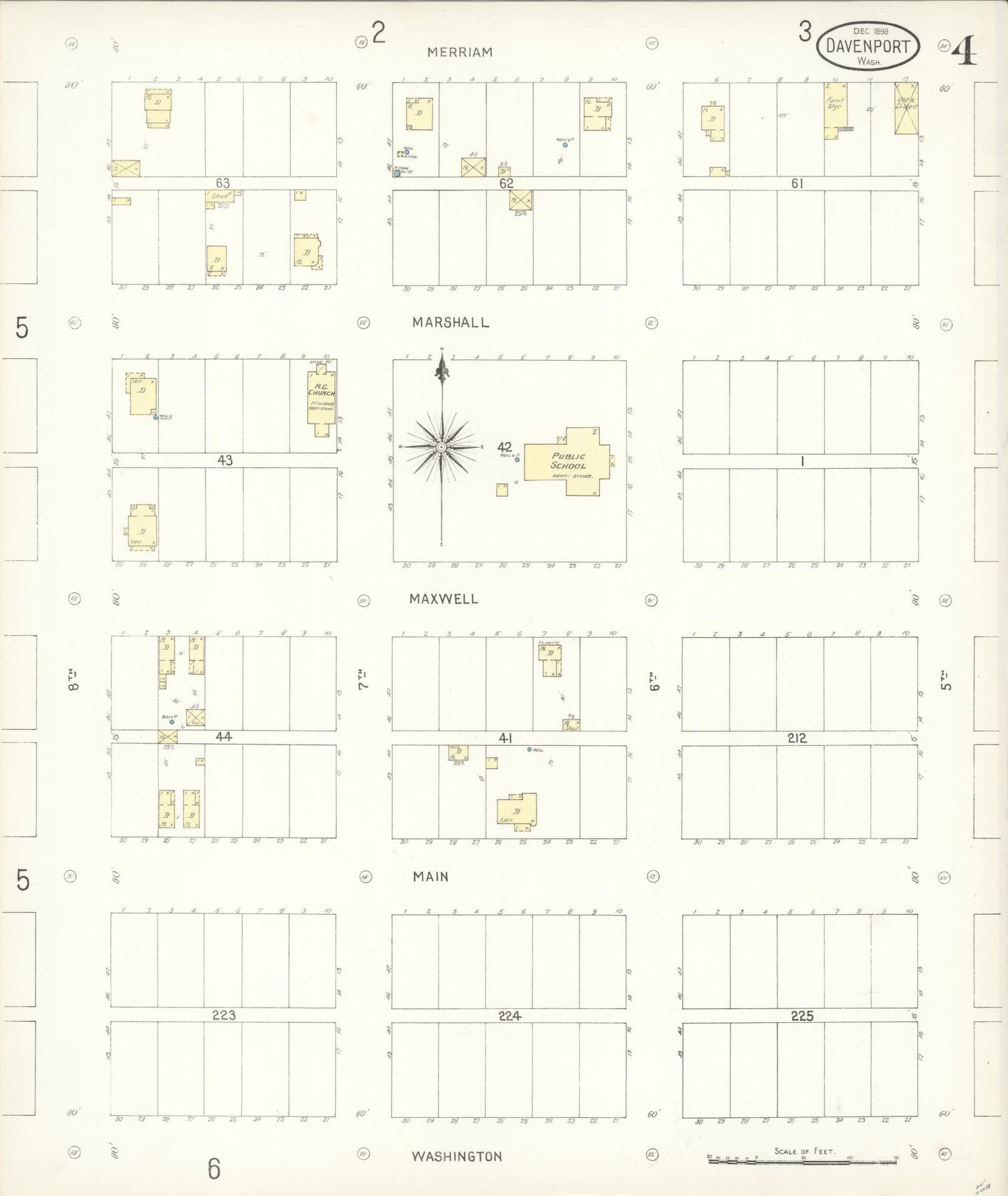 Sanborn Fire Insurance Map from Davenport, Lincoln County, Washington (1898), Sheet #0004 - Complete Map Set gallery image, historic Sanborn map, vintage wall art, Washington Washington
