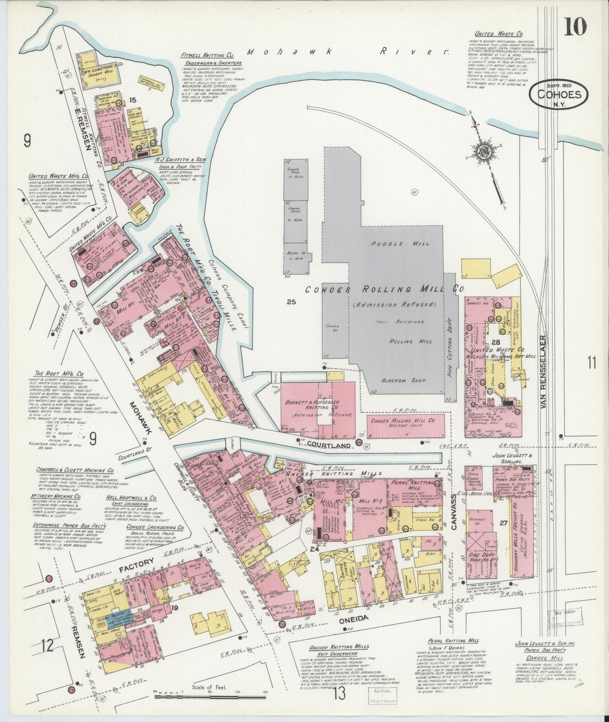 Sanborn Fire Insurance Map from Cohoes, Albany County, New York (1910), Sheet #0010 - Complete Map Set gallery image, historic Sanborn map, vintage wall art, New York New York