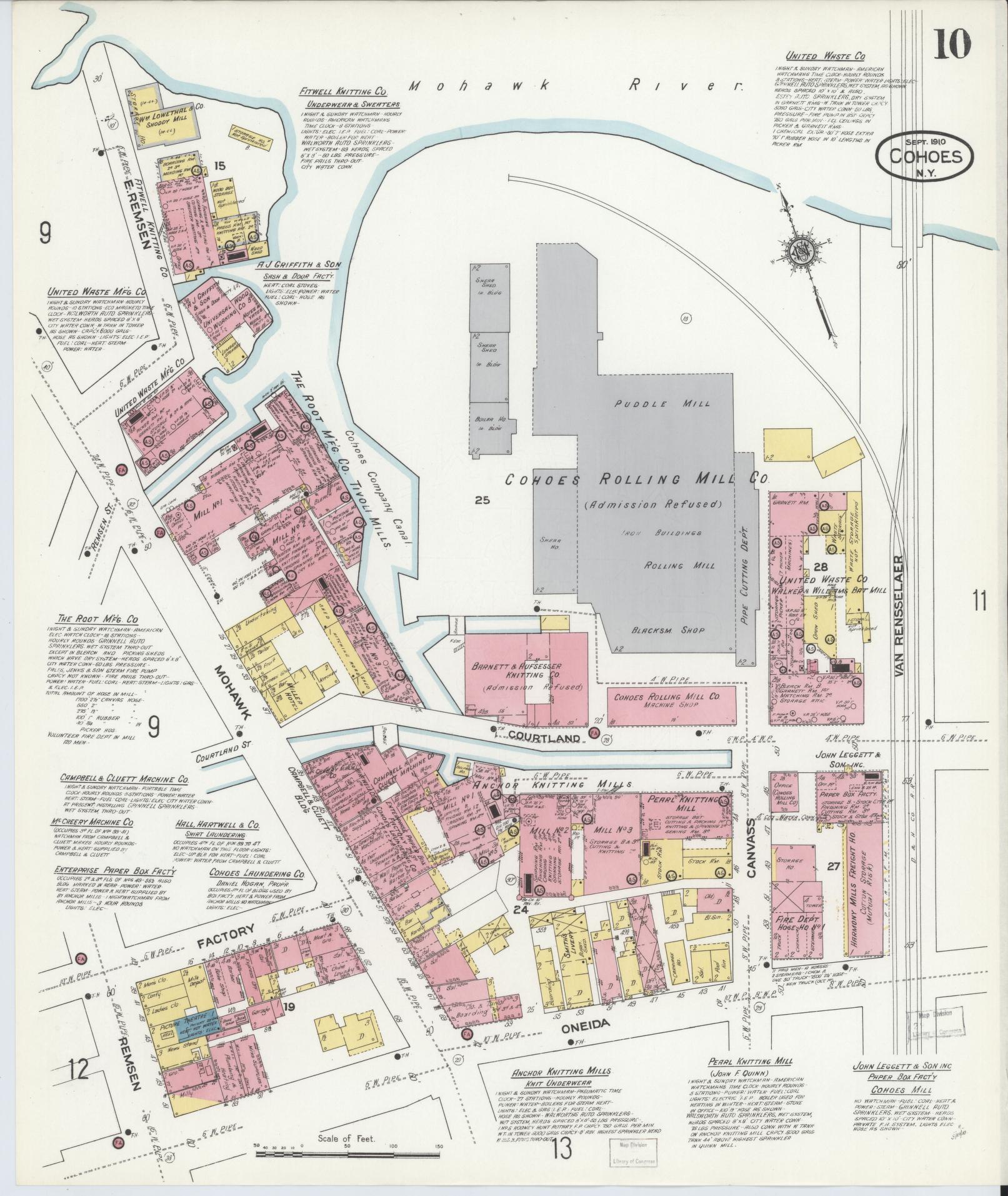 Sanborn Fire Insurance Map from Cohoes, Albany County, New York (1910), Sheet #0010 - Complete Map Set gallery image, historic Sanborn map, vintage wall art, New York New York