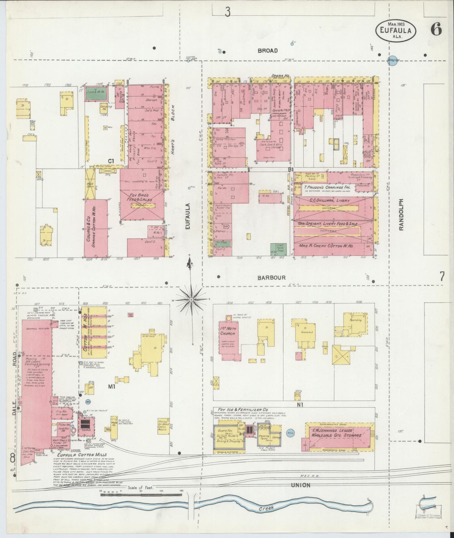 Sanborn Fire Insurance Map from Eufaula, Barbour County, Alabama (1903), Sheet #0006 - Complete Map Set gallery image, historic Sanborn map, vintage wall art, Alabama Alabama
