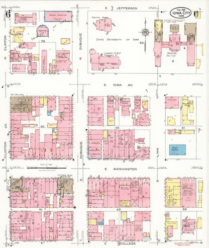 Sanborn Fire Insurance Map from Iowa City, Johnson County, Iowa (1926), Sheet #0006 - Historic Sanborn Fire Insurance Map Print