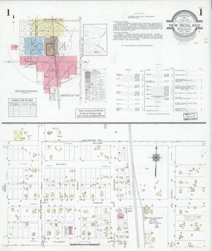 Sanborn Fire Insurance Map from New Richland, Waseca County, Minnesota (1947), Sheet #0001 - Complete Map Set gallery image, historic Sanborn map, vintage wall art, Minnesota Minnesota