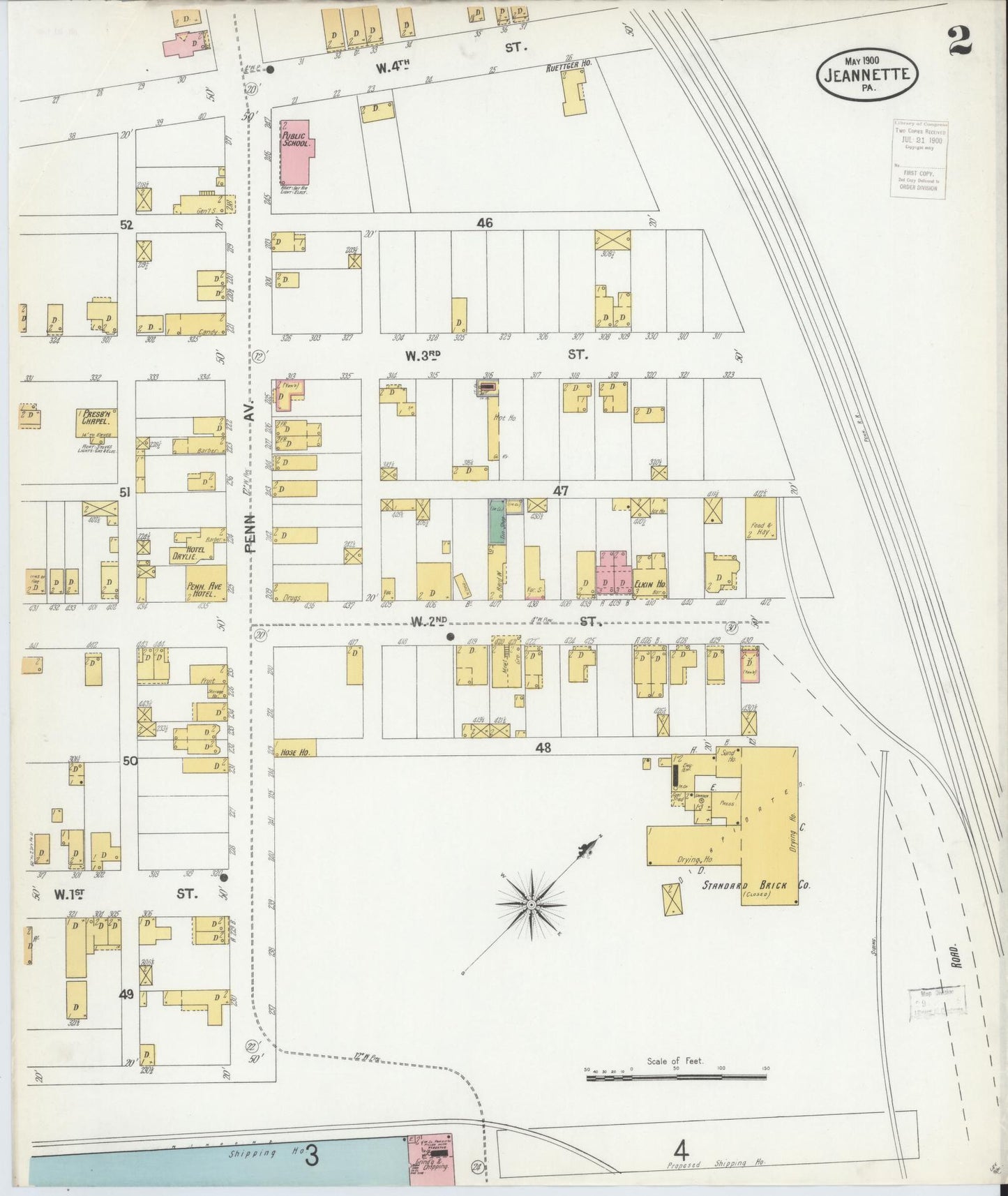 Sanborn Fire Insurance Map from Jeannette, Westmoreland County, Pennsylvania (1900), Sheet #0002 - Complete Map Set gallery image, historic Sanborn map, vintage wall art, Pennsylvania Pennsylvania