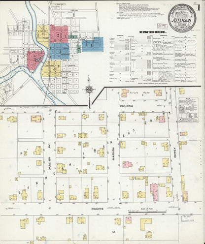 Sanborn Fire Insurance Map from Jefferson, Jefferson County, Wisconsin (1909), Sheet #0001 - Complete Map Set gallery image, historic Sanborn map, vintage wall art, Wisconsin Wisconsin