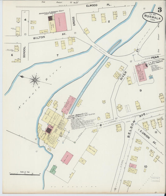 Sanborn Fire Insurance Map from Norwalk, Fairfield County, Connecticut (1891), Sheet #0002 - Historic Sanborn Fire Insurance Map Print, vintage old map wall art, antique decor, genealogy gift, Connecticut Connecticut map