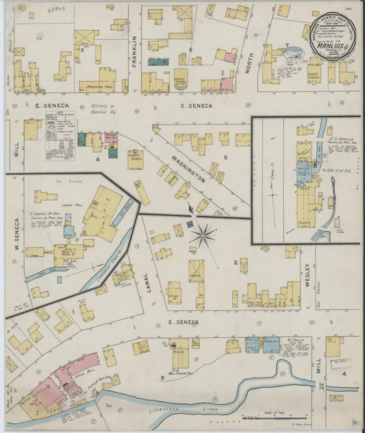Sanborn Fire Insurance Map from Manlius, Onondaga County, New York (1894), Sheet #0001 - Historic Sanborn Fire Insurance Map Print, vintage old map wall art, antique decor, genealogy gift, New York New York map