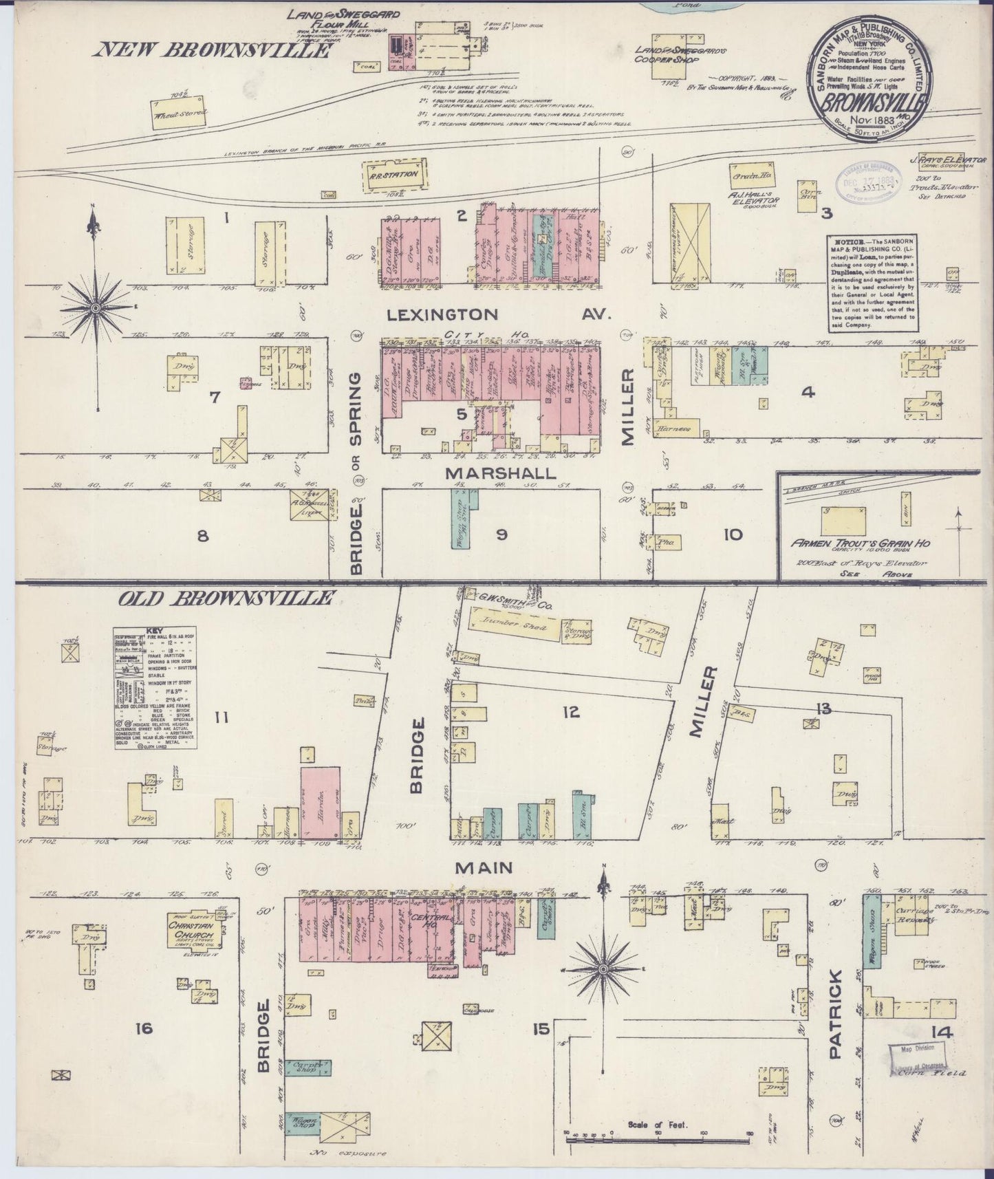 Sanborn Fire Insurance Map from Brownsville, Saline County, Missouri (1883), Sheet #0001 - Historic Sanborn Fire Insurance Map Print, vintage old map wall art, antique decor, genealogy gift, Missouri Missouri map