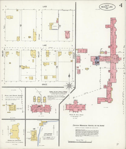 Sanborn Fire Insurance Map from Medical Lake, Spokane County, Washington (1908), Sheet #0004 - Complete Map Set gallery image, historic Sanborn map, vintage wall art, Washington Washington